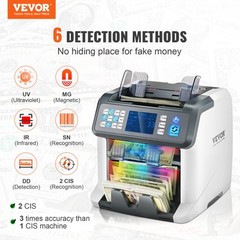 VEVOR Money Counter Machine Bill Counter w/ 2CIS SN UV IR MG DD Multi Currency