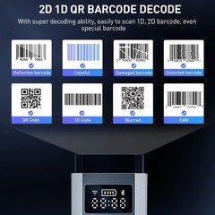 Bluetooth 1D 2D Barcode Scanner Wireless 2.4G USB TFT Screen iOS Windows PC