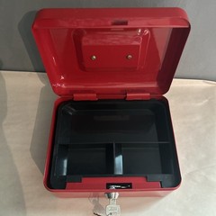 Mini Cash Box with Lock Cash Box with Money Tray Red Metal