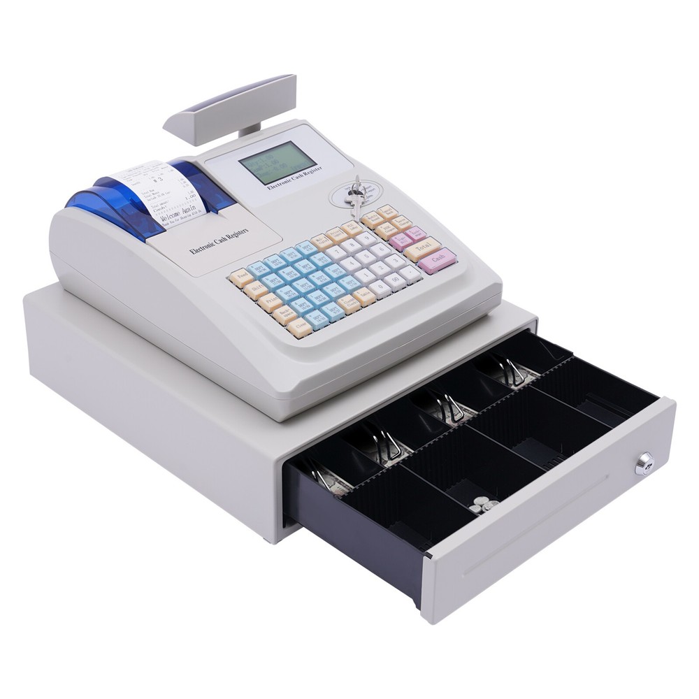 LCD Display Electronic POS System 48 Keys Cash Register For Retail with Drawer