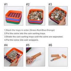 ESSENTIAL Coin Sorters Tray, 4 Color-Coded Sorting Tray with 160…