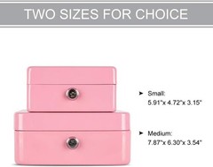 Stylish Medium Cash Lock Box – Key Control, 7.87″ Pink, Ideal for Business Use