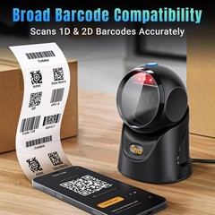 Barcode Scanner Handsfree Omnidirectional: Desktop 1D 2D QR USB Wired Adjustable