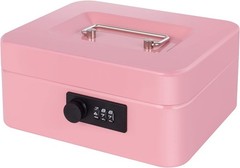 Compact Pink Cash Box with Combination Lock – Perfect for Secure Cash Storage