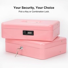 Stylish Pink Cash Box with Key Control – Perfect for Organizing Cash & Coins