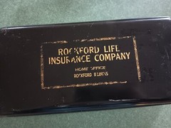 Vintage Metal Bank Lock Safe Deposit Box Rockford Life Insurance Company No Key
