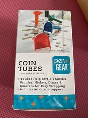 Pen Gear Coin Tubes 4 Tubes to Sort Coins & 40 Coin Wrappers – New