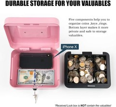 Stylish Medium Cash Lock Box – Key Control, 7.87″ Pink, Ideal for Business Use