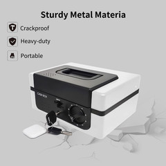 Cash Box with Lock and Tray, with Tracking & Dual Lock System,Money Box for Cash