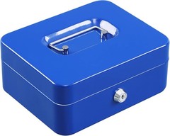 Locking Steel Medium Cash Box with Removable Coin Tray and Key Lock,7.87″X 6.30″
