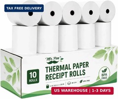 Mr. Pen- Thermal Paper Receipt Rolls, 10 Pack, 3-1/8″ (80mm) x 230 ft, 48 GSM Pr