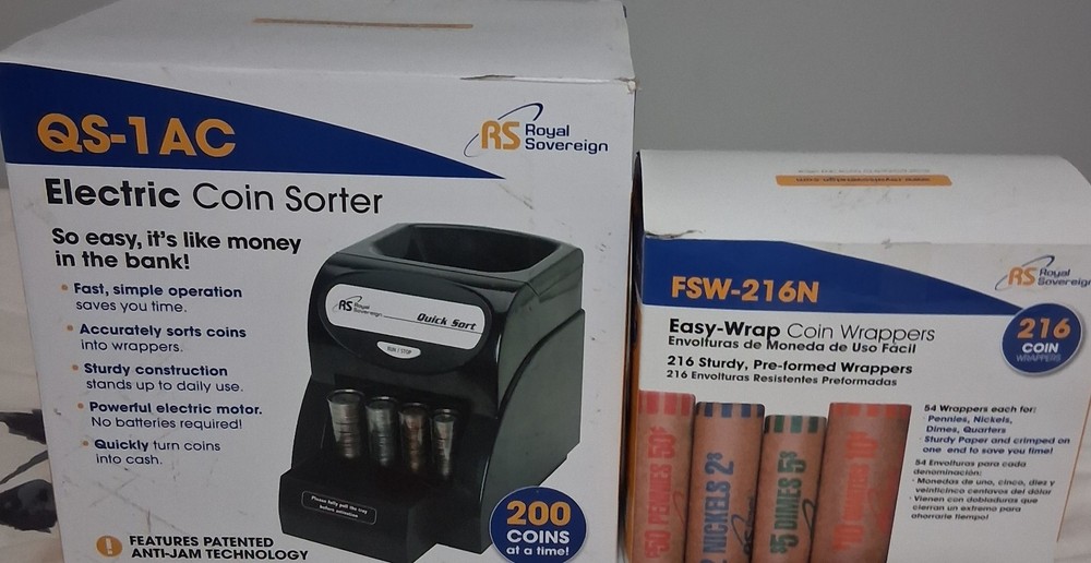 Royal Sovereign Electric Coin Sorter QS-1AC Plus Coin Wrappers – No Penny