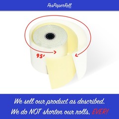 3″ x 95′ 2 Ply White/Canary Paper Rolls for Star Micronics SP200 SP2000 SP212
