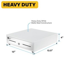 Heavy Duty 13″ White(RAL 9003) POS Cash Drawer with 4Bill/5Coin Stainless Steel