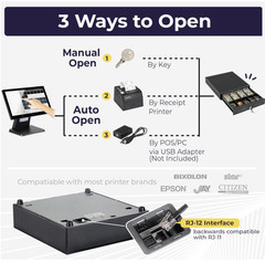 13″ Electronic Cash Register Drawer for Point of Sale System with 4 Bill 5 coin