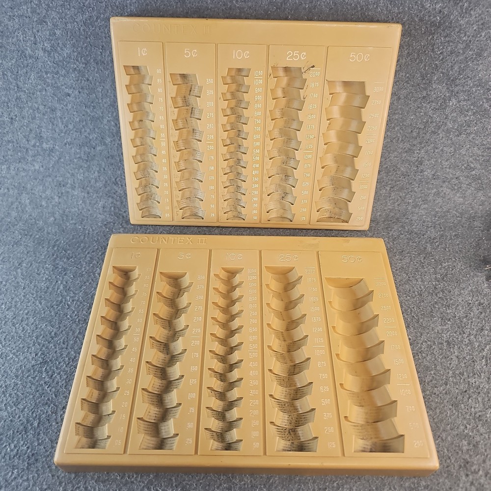 Lot of 2 Vintage Countex II Coin Sorting Trays MMF Industries Bank Teller Sorter