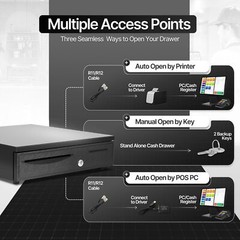 POS Cash Drawer Box w/5 Bill/5 Coin Tray Compatible with Star and Epson Printers