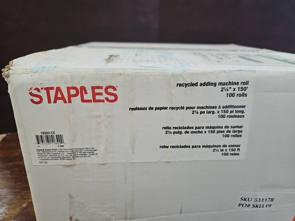 Recycled Adding Machine Rolls 2 1/4 X 150 Ft. 100 Count.