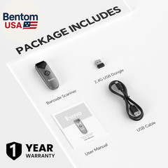 Bluetooth 2D&1D Barcode Scanner, Portable Wireless Mini Barcode Reader with 2.4G