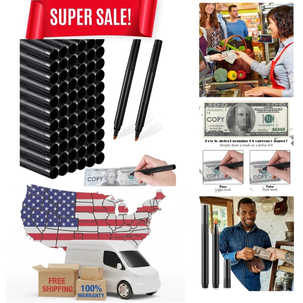 60 Count Counterfeit Bill Detector Pen Set – Essential Cash Protection Tool