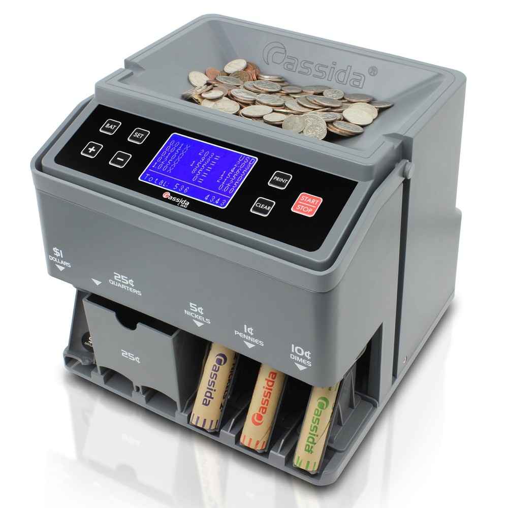 Cassida C300 Professional USD Coin Counter, Sorter and Wrapper/Roller, 300 coins