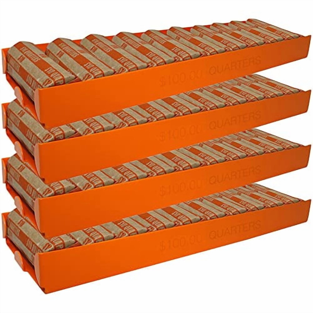 Nadex Coins Aluminium Coin Tray, 4 Pack, Quarters, Orange (ncc1-1106) (ncc11106)