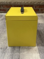 UNIQUE VINTAGE Yellow Oxford Metal Medication LOCKBOX-Antique