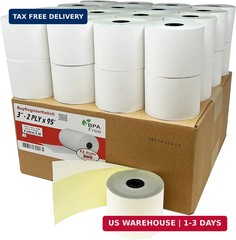 (32 Rolls) 2 Ply Carbonless Rolls 3″ X 95 Feet White/Yellow Receipt Paper POS Ca