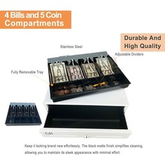 Square Cash Drawer 13″ Cash Register POS System 3 Unlocking Ways RJ11 (White)