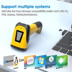 1D Handheld Laser Barcode Scanner, 2.4GHz Wireless Bluetooth USB Triple Mode …
