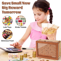 Money Saving Box 10k Cash Vault Savings Challenge Box for Adults,10 000 Wooden P