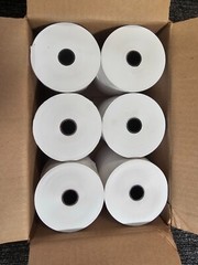 (QTY 12) White Thermal Rolls 2-5/16” x 435’ With 11/16″ x 1″ Core 121614
