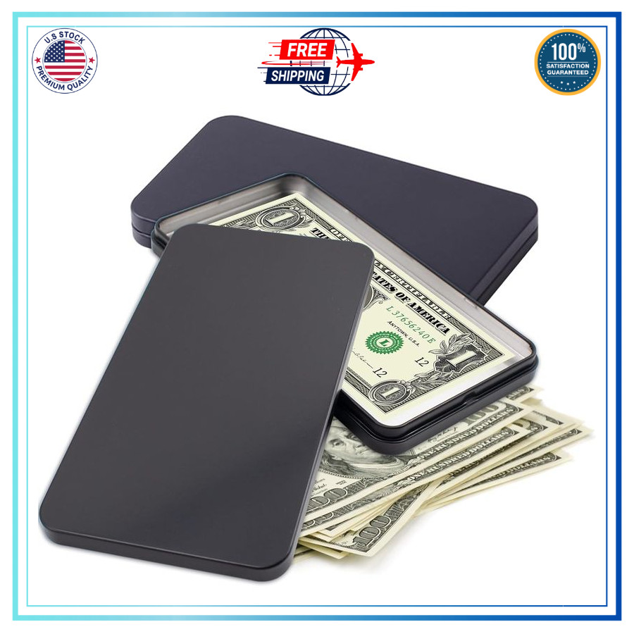 2 PCS Black Metal Cash Box Money Box for Cash Single Row Currency Tray Money Hol