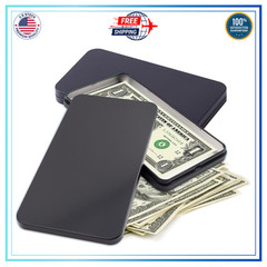 2 PCS Black Metal Cash Box Money Box for Cash Single Row Currency Tray Money Hol