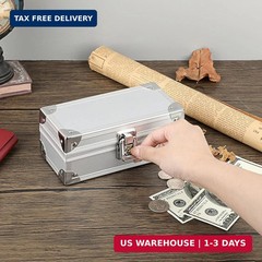 Hipiwe Lockable Cash Box Aluminium Alloy Money Box for Cash Money Storage Box Ca