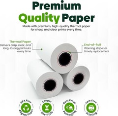 Durable 2 1/4″ x 50 ft Thermal Paper Rolls with End-of-Roll Warning – 100 Pack