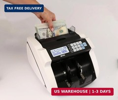 Large Money Counter Machine, USD/EUR/GBP/CAD Counterfeit Bill Detector with LCD