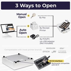 Volcora 13″ Cash Register Drawer POS System w/ Round Corner, 4 Bill/5 Coin