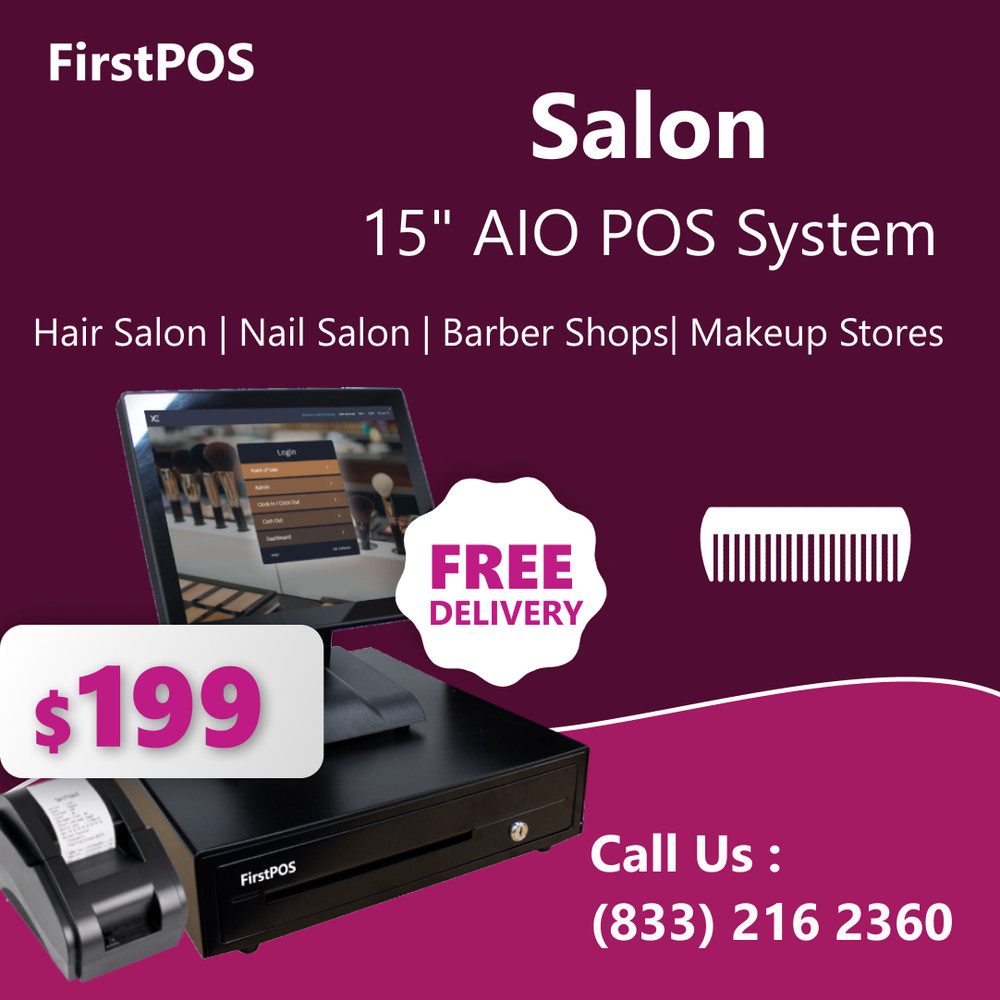 15” Touchscreen POS Cash Register Till System Salon Makeup Stores Beauty & Spa