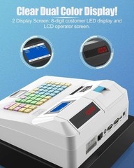 48Key Desktop Electronic Cash Register POS Casher Digital LED Display w/ Drawer
