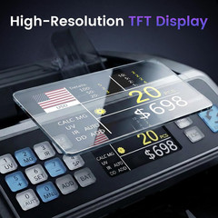 Money Counter with Value Count for USD/EUR/CAD, UV/MG/IR/DD/MT Counterfeit Detec