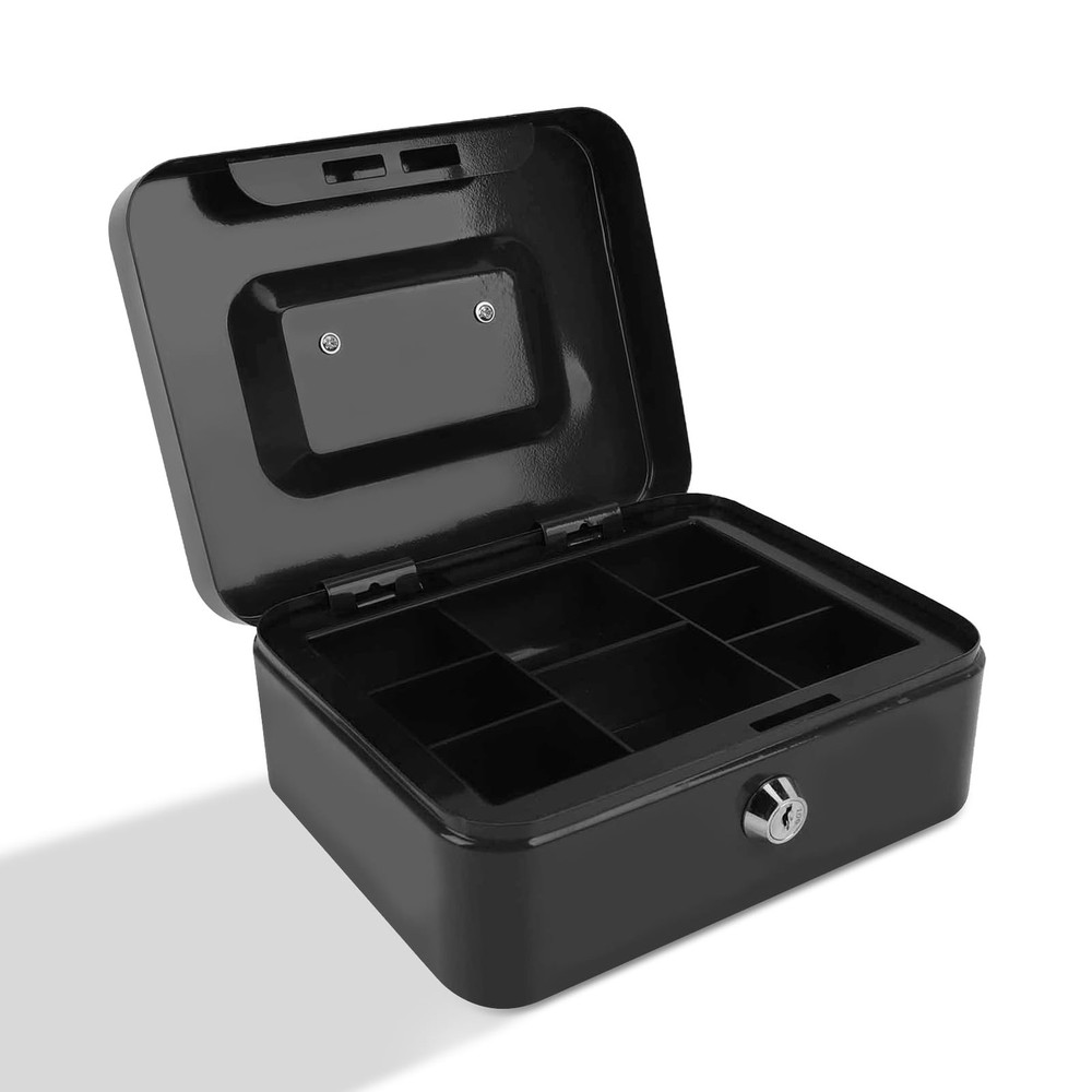 7.87″x 6.30″x 3.54″ Medium Cash Box with Combination Lock and Slot, Double La…