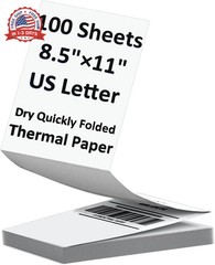100 Sheets US Letter Size Thermal Paper, 8.5 x 11 Inch Thermal Printer Paper for