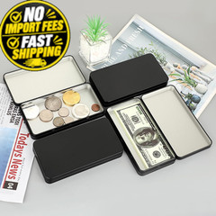 Hipiwe Metal Rectangular Cash Box with Lid – 4 Packs Currency Small, Black