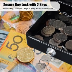 Small Portable Lock Box with Key – Multi-Purpose Cash Storage, 5.91”x4.72”