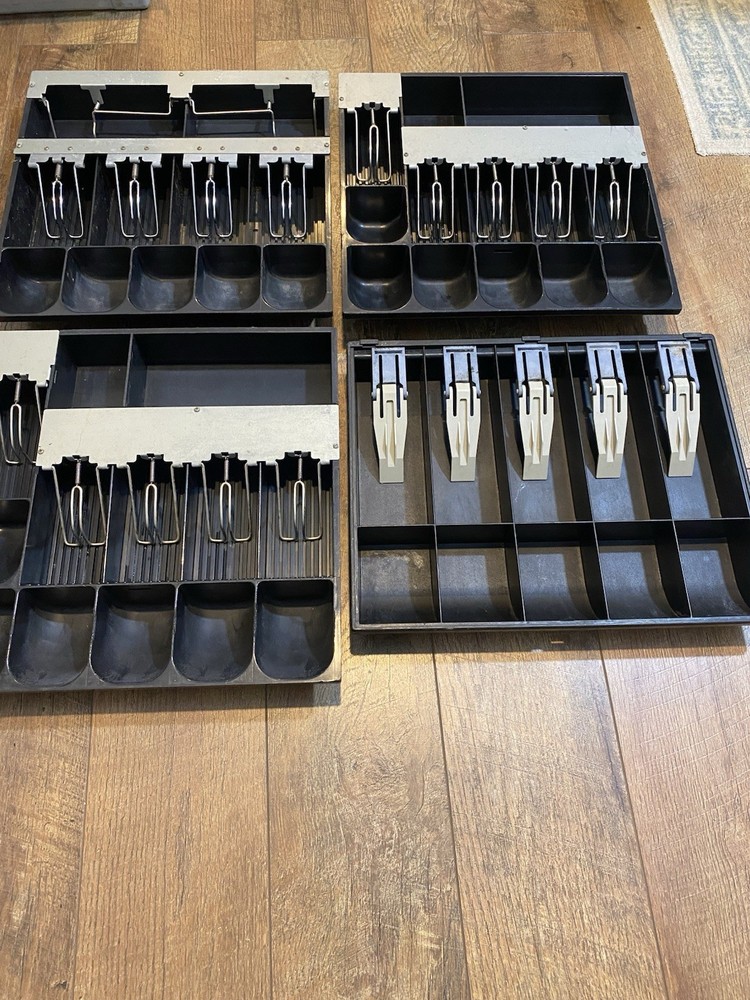 Lot of 4 Cash Register Till Tray Drawer Insert 5 Bill 5 Coin Black