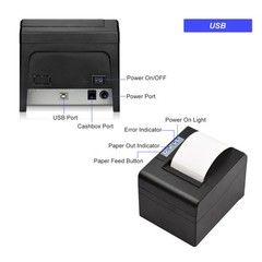 Thermal Receipt Printer 80mm Desktop Direct Thermal Printing USB Connection RRWE