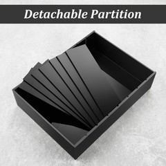 2 Pack Money Organizer for Cash Black Acrylic Money Holder with Removable Div…