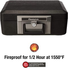Fireproof Safe Box with Key Lock, Chest Safe with Carrying Handle to Secure Mon