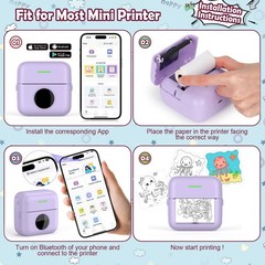 20 Rolls Mini Thermal Sticker Printer Paper 57x25mm Inkless Self-adhesive Pap…
